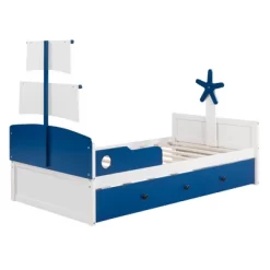 Twin Size Boat-Shaped Platform Bed With Trundle Bed And Storage Footboard-ModernLuxe 19 Twin Size Boat-Shaped Platform Bed With Trundle Bed And Storage Footboard-ModernLuxe -Cozy Living Deals Store GUEST bd30252b 4a2b 4041 8cf0 bba40643012c