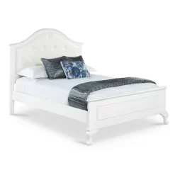 Isabella Youth Bed With Faux Leather Headboard Full White - Picket House Furnishings