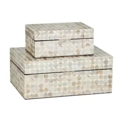 Set Of 2 Wooden Boxes With Pattern - Olivia & May -Cozy Living Deals Store GUEST bd63a8f7 8a78 4e2d 819c b10a2bedc31b