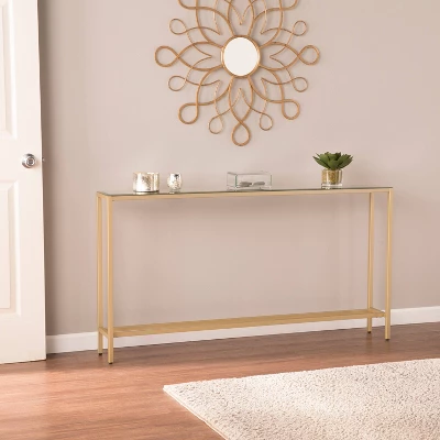 Dillard Narrow Long Console Table Deep Gold - Aiden Lane 1 Dillard Narrow Long Console Table Deep Gold - Aiden Lane