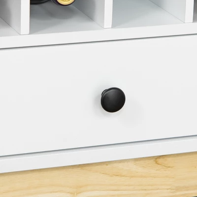 HOMCOM Glass Door Bar Cabinet With Storage In 12-Bottle Wine Rack, Drawer, & Shelves, Sideboard Buffet Cabinet Kitchen & Dining Room Cabinet, White 5 HOMCOM Glass Door Bar Cabinet With Storage In 12-Bottle Wine Rack, Drawer, & Shelves, Sideboard Buffet Cabinet Kitchen & Dining Room Cabinet, White - Image 5