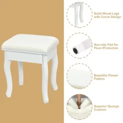 Costway Vanity Makeup Dressing Table Stool 4 Jewelry Wood Desk White -Cozy Living Deals Store GUEST bdf5537b 0631 43bf 9711 f719c7afd6ec