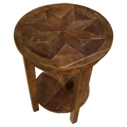 Round End Table Reclaimed Wood Natural - Alaterre Furniture