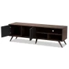 2 Door Naoki Two-Tone Wood TV Stand For TVs Up To 65" Gray/Walnut - Baxton Studio
