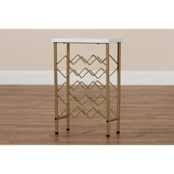 Ramona Metal Wine Rack With Faux Marble Tabletop Gold - Baxton Studio -Cozy Living Deals Store GUEST bef15b0a bd51 4ed8 89f5 b1c458a807b4
