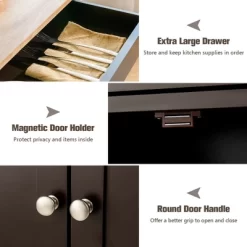 Costway Rolling Kitchen Island Serving Cart Storage Cabinet W/ Wine Rack -Cozy Living Deals Store GUEST bf360a3d a94e 4abd 9aac 2da32539cc93