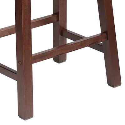 PJ Wood Classic Saddle-Seat 24'' Tall Kitchen Counter Stool For Homes, Dining Spaces, And Bars With Backless Seat, 4 Square Legs, Walnut (2 Pack) 4 PJ Wood Classic Saddle-Seat 24'' Tall Kitchen Counter Stool For Homes, Dining Spaces, And Bars With Backless Seat, 4 Square Legs, Walnut (2 Pack) - Image 4