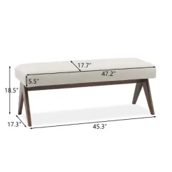 Morgan 47.2" Wide Benches Upholstered Seat And Back With Upside Down "V" Shape Design Solid Wood Legs-Maison Boucle -Cozy Living Deals Store GUEST bf7bd26f 0622 4b51 80f4 25508d748874
