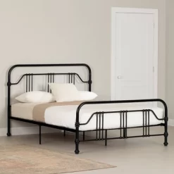 Queen Balka Platform Metal Bed Black - South Shore