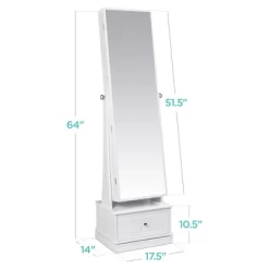 Best Choice Products 360 Swivel Standing Mirrored Jewelry Cabinet, LED-Lit Makeup Organizer W/ Mirror - White -Cozy Living Deals Store GUEST bfb5e473 a483 4ec3 a1fa aec0ddfb6dc2
