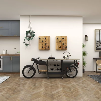 Rustic Wood Wall Wine Rack Brown - Olivia & May 16 Rustic Wood Wall Wine Rack Brown - Olivia & May - Image 16