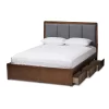 Brannigan Modern And Contemporary Fabric Upholstered Walnut Finished Storage Platform Bed Gray/Brown - Baxton Studio