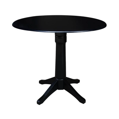 Sandon Round Dual Drop Leaf Pedestal Table Black - International Concepts 8 Sandon Round Dual Drop Leaf Pedestal Table Black - International Concepts - Image 8