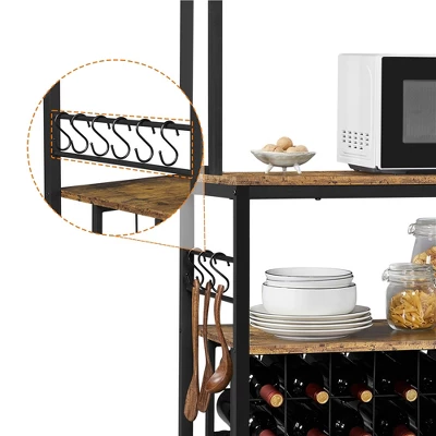 Yaheetech 65" Wine Bakers Rack Freestanding Wine Rack With Glass Holder And Wine Storage, Rustic Brown 4 Yaheetech 65" Wine Bakers Rack Freestanding Wine Rack With Glass Holder And Wine Storage, Rustic Brown - Image 4