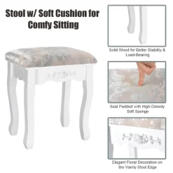 Costway Vanity Wood Makeup Dressing Table Stool Jewelry Desk 4 White -Cozy Living Deals Store GUEST c178cd26 0163 4e21 888f 14451bad839a