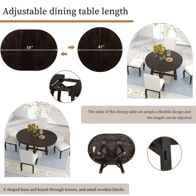 Farmhouse Round Extendable Dining Table With 16" Leaf Wood Kitchen Table - ModernLuxe 3 Farmhouse Round Extendable Dining Table With 16" Leaf Wood Kitchen Table - ModernLuxe - Image 3