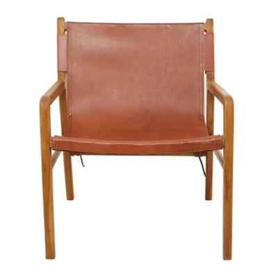Contemporary Modern Genuine Leather Lounge Sling Chair - Olivia & May 1 Contemporary Modern Genuine Leather Lounge Sling Chair - Olivia & May