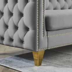 Living Room Modern Velvet Sofa With Button Tufted Square Arms And Metal Legs - ModernLuxe -Cozy Living Deals Store GUEST c2726a3e 4d77 45fb 958a 859da57cce4b