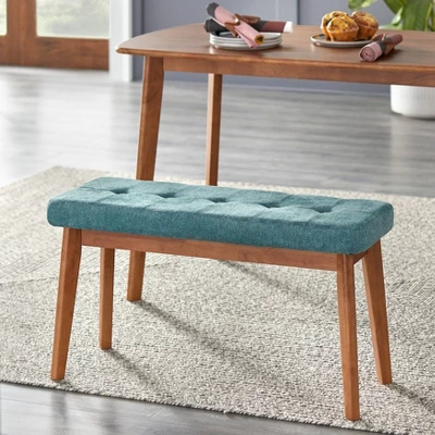 4pc Nettie Mid-Century Modern Dining Set With Bench Walnut/Teal - Buylateral 4 4pc Nettie Mid-Century Modern Dining Set With Bench Walnut/Teal - Buylateral - Image 4