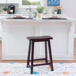 24" Saddle Counter Height Barstool Wood Brown - Linon