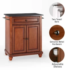 Cambridge Granite Top Portable Kitchen Island/Cart Cherry/Black - Crosley -Cozy Living Deals Store GUEST c4fad355 be57 4af3 bdb3 bba5cc8c14d9