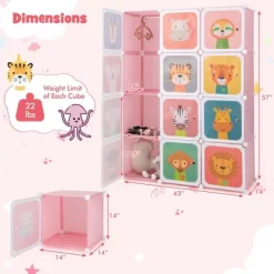 Costway 12-Cube Kids Wardrobe Baby Dresser Bedroom Armoire Clothes Hanging Closet With Door Blue/Pink 13 Costway 12-Cube Kids Wardrobe Baby Dresser Bedroom Armoire Clothes Hanging Closet With Door Blue/Pink -Cozy Living Deals Store GUEST c51f0da6 0b6a 4ba3 9fc5 d67e7729a82a
