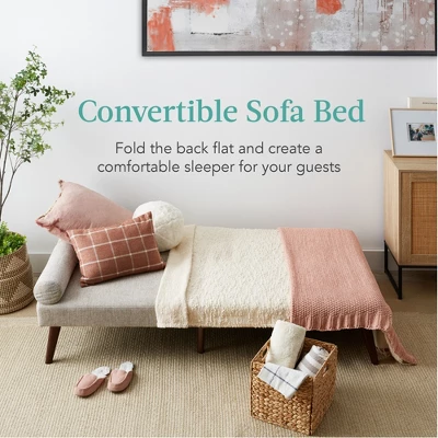 Best Choice Products Fabric Upholstered Convertible Futon W/ Rounded Armrests, Wooden Legs, 2 Cupholders 4 Best Choice Products Fabric Upholstered Convertible Futon W/ Rounded Armrests, Wooden Legs, 2 Cupholders - Image 4