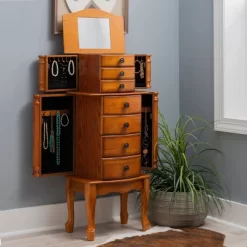 Marie Jewelry Armoire Oak - Powell Company -Cozy Living Deals Store GUEST c532f5ae e7e5 4ed1 a9ca 97ab2914befb