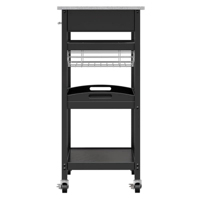 Julia Granite Top Kitchen Cart Wood/Black - Winsome 4 Julia Granite Top Kitchen Cart Wood/Black - Winsome - Image 4