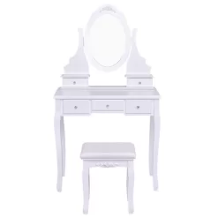 Tangkula Oval Vanity Mirror Dressing Table Beauty Dresser Cosmetics Organizer W/ Cushioned Bench 18 Tangkula Oval Vanity Mirror Dressing Table Beauty Dresser Cosmetics Organizer W/ Cushioned Bench -Cozy Living Deals Store GUEST c655208b 90c0 45c1 8aa2 a2976fc2dfb9