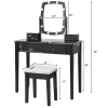 Costway Vanity Table Set With Lighted Mirror Adjustable 10 Bulbs Dresser 4 Drawer