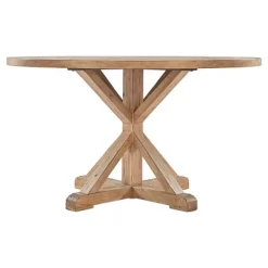 Sierra Round Farmhouse Pedestal Base Wood Dining Table - Inspire Q