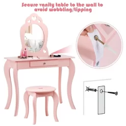 Costway Kids Vanity Set Princess Makeup Dressing Play Table Set W/Mirror -Cozy Living Deals Store GUEST c74694e3 0b34 4c3a a3d0 aa54bc8055b3