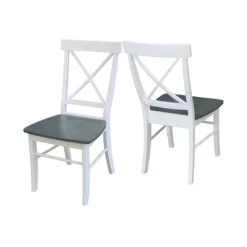 Set Of 2 X Back Chairs With Solid Wood Seat White/Gray - International Concepts -Cozy Living Deals Store GUEST c74d40bf 9cba 4749 9978 9c017d5bbef0