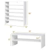 Costway 3 PCS Stackable Shoe Rack 31-Inch Horizontal Organizer 2-tier StorageShelf WhiteBrown