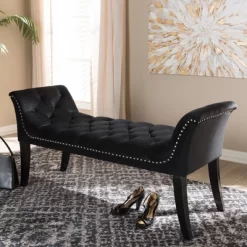 Chandelle Luxe And Contemporary Velvet Upholstered Bench Black - Baxton Studio -Cozy Living Deals Store GUEST c77d0741 6e7b 4b2a 9c08 8426f9800061