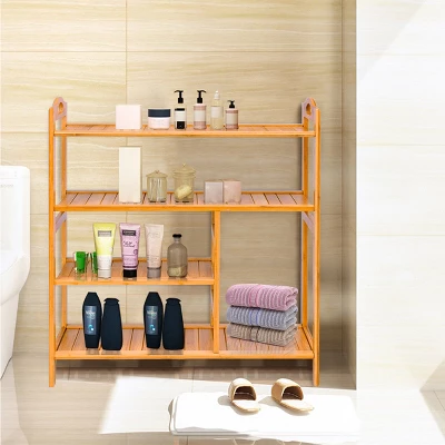 Costway 4 Tier Multifunction Bamboo Shoe Rack Boot Tower Shelf Storage Organizer Stand 4 Costway 4 Tier Multifunction Bamboo Shoe Rack Boot Tower Shelf Storage Organizer Stand - Image 4