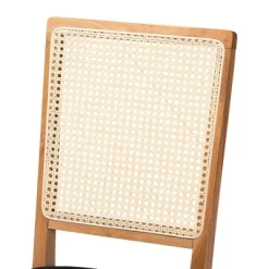 Set Of 2 Idris Fabric Upholstered Rattan Dining Chairs Black/Oak Brown - Baxton Studio -Cozy Living Deals Store GUEST c84c4c21 70b1 418c 9c4b a43d46f80b2c