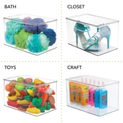 MDesign Plastic Stackable Closet Storage Bin Box With Lid - Clear -Cozy Living Deals Store GUEST c86f01a2 f75a 4a6b 8b51 557b9acb11cf