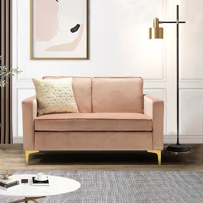 Eldoria Sofa Loveseat With Gold Stainless Leg | Karat Home 1 Eldoria Sofa Loveseat With Gold Stainless Leg | Karat Home