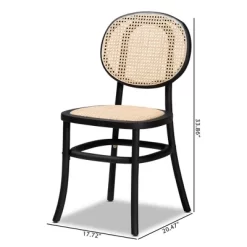 2pc Garold Woven Rattan And Wood Cane Dining Chair Set - Baxton Studio -Cozy Living Deals Store GUEST c8e4144d 9281 446b 8b59 059c2149a977
