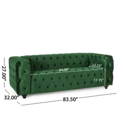 Sagewood Contemporary Velvet Tufted 3 Seater Sofa Emerald/Espresso - Christopher Knight Home -Cozy Living Deals Store GUEST c977c5d2 d191 491e a91f d79ac037e69e