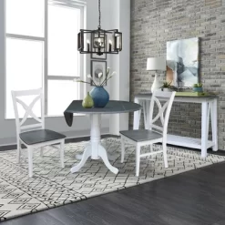 42" Lillith Dual Drop Leaf Dining Table With 2 X-Back Chairs White/Heather Gray - International Concepts -Cozy Living Deals Store GUEST c985b23f c384 4d79 9675 ddc062f7cbf1