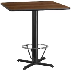 Flash Furniture 42'' Square Laminate Table Top With 33'' X 33'' Bar Height Table Base And Foot Ring