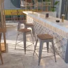 Emma And Oliver 4 Pack 24" High Backless Clear Coated Metal Counter Height Stool - Square Wood Seat