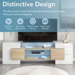 Versatile TV Stand For TVs Up To 80" With 2 Lighted Glass Shelves And LED Color Changing Lights - ModernLuxe -Cozy Living Deals Store GUEST c9ed8c52 0d58 4569 a5a9 c2c3666d32c7