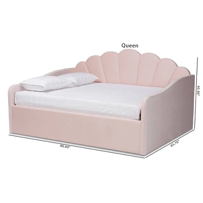 Queen Timila Velvet Fabric Upholstered Daybed Light Pink - Baxton Studio 8 Queen Timila Velvet Fabric Upholstered Daybed Light Pink - Baxton Studio - Image 8