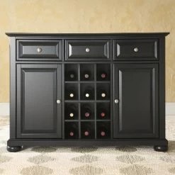 Alexandria Sideboard Cabinet With Wine Storage Black - Crosley