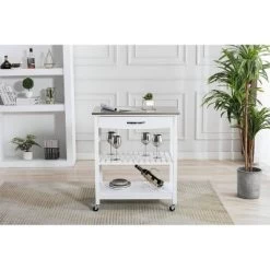 Holland Kitchen Cart With Stainless Steel Top - Boraam -Cozy Living Deals Store GUEST cb12d185 b914 4a56 9456 7a2d9dd856a0