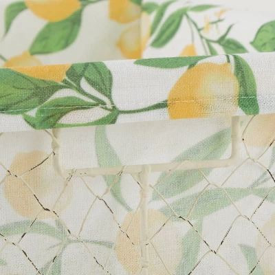 Design Imports Set Of 3 Antique Chicken Wire Lemon Print Liner Baskets White 2 Design Imports Set Of 3 Antique Chicken Wire Lemon Print Liner Baskets White - Image 2
